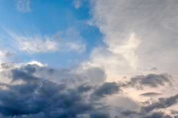 Wall Mural - Blue sky with white clouds background.The sun is on the left