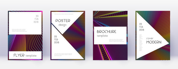 Stylish brochure design template set. Rainbow abst