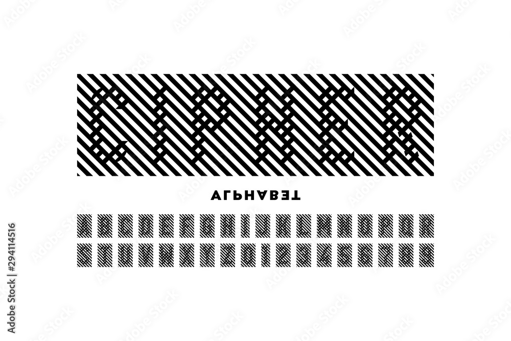 In cipher style font design, alphabet letters and numbers Stock Vector ...