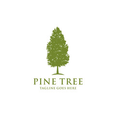 Wall Mural - Illustration of Rustic Retro Vintage Evergreen, Pines, Spruce, Cedar trees logo design