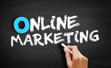 Poster - Online Marketing text on blackboard