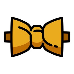 Poster - Brown bow tie icon. Outline brown bow tie vector icon for web design isolated on white background