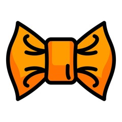 Poster - Orange bow tie icon. Outline orange bow tie vector icon for web design isolated on white background