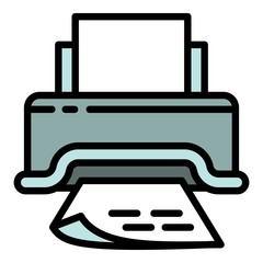 Poster - Paper document printer icon. Outline paper document printer vector icon for web design isolated on white background