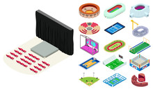 Arena Icons Set. Isometric Set Of Arena Vector Icons For Web Design Isolated On White Background