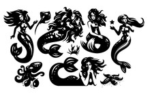 Mermaid With Flying Hair.