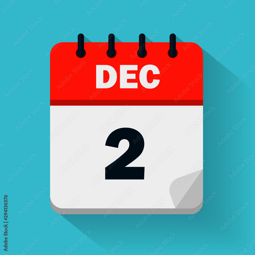December 2nd. Daily calendar icon in vector format. Date, time ...
