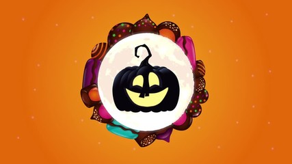 Poster - halloween pumpkin and sweet candies