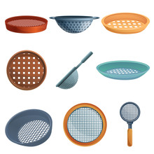 Sieve Icons Set. Cartoon Set Of Sieve Vector Icons For Web Design