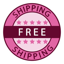 Free Shipping. Pink Free Shipping Label Icon.