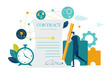 © IRStone - Businessman sining the contract. Better opportunity, area growth, bigger salary, working together, making a progress, successful way to move the business