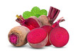 beetroot vegetables and a half  isolated on white background. full depth of field