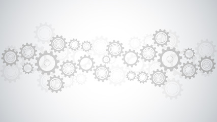 Fototapete - Cogs and gear wheel mechanisms. Hi-tech digital technology and engineering. Abstract technical background.
