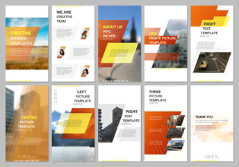 Wall Mural - creative social networks stories design, vertical banner or flyer templates with yellow colorful gra