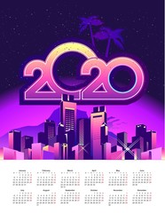 Wall Mural - 2020 calendar holiday city