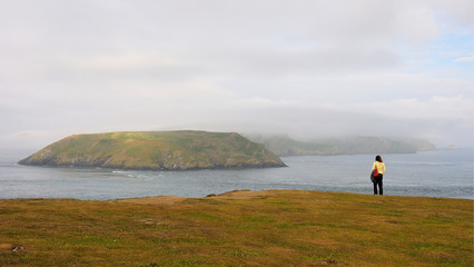 Looking Across t a Misty Skomer Island from the Welsh Coast