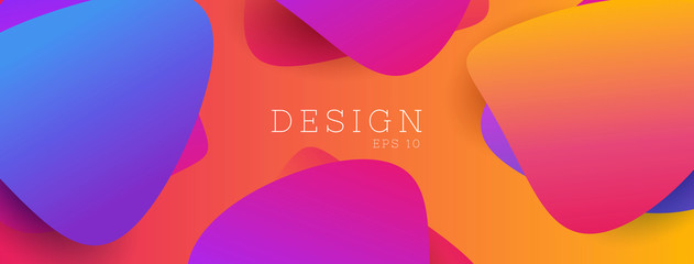 Wall Mural - abstract background with multicolored paper shape, festive cover design with liquid gradient color e