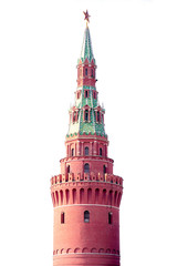 Wall Mural - Water tower of Moscow Kremlin isolated on white background, Russia, Moscow.