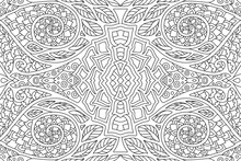 Linear Art For Coloring Book With Abstract Pattern