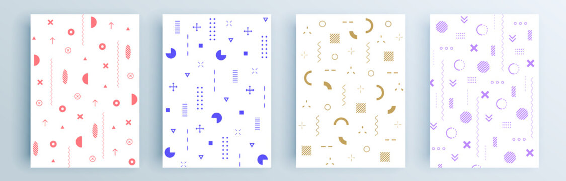Modern abstract covers set, minimal covers design. Colorful geometric background, vector illustration.