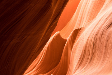 Antelope Canyon on Navajo land east of Page, Arizona. It is a slot canyon in the American Southwest. Lower Antelope has narrow slots and carved shoots.