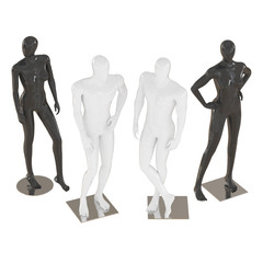 Two male and two female mannequins in a standing pose on an isolated background .3d rendering