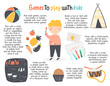 Games to play with kids infographic. Leisure ideas for children.