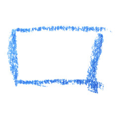 Frame drawn with a crayon. Wax crayon empty shape. Vector image of hand drawn stroke frame. Blue sguare outlined shape.