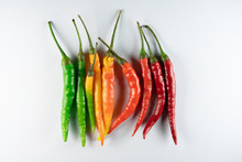 Chilli Peppers Of Different Colours And Shapes
