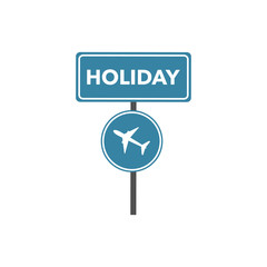 Wall Mural - Airplane trendy icon. Plane on a blue circle. Flat style vector illustration.