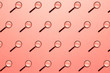 © svetlichniy_igor - Trendy pattern made with Magnifying glass on bright light coral background. Concept information search. Minimal style with colorful paper backdrop. Minimal creative concept. Living coral
