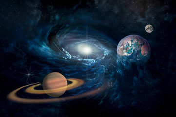 planets in the solar system in the starry universe with copy space elements of this image furnished 