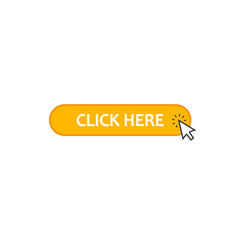 Fototapete - Click here web button with arrow cursor, Vector icon isolated on white