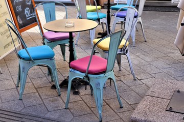 Street cafe, tables and chairs