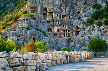Lycian Rock Cut Tombs Carved Into The Hillside