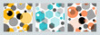 Three geometric seamless patterns with circles,squares, hexagons stripes and dots. Patterns for fashion and wallpaper. Vector illustration. 
