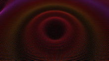 Particle 3D Wavy Ripple Effect. Color Grid Surface