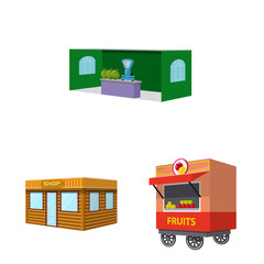 Wall Mural - Vector illustration of booth and kiosk icon. Set of booth and small vector icon for stock.