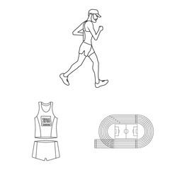 Wall Mural - Isolated object of exercise and sprinter icon. Collection of exercise and marathon stock vector illustration.