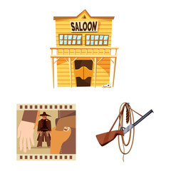 Wall Mural - Isolated object of wild and west sign. Set of wild and american vector icon for stock.