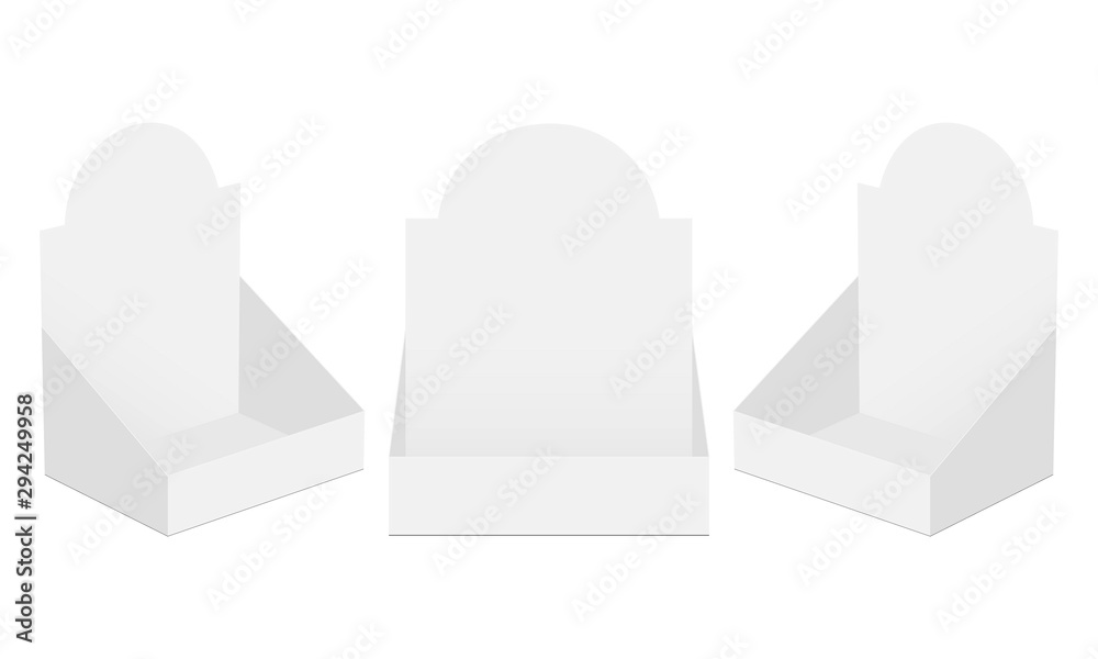 Set of three POS display boxes isolated on white background. Vector illustration - obrazy, fototapety, plakaty 