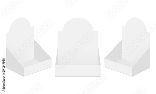Fotografía Set of three POS display boxes isolated on white background