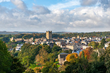 View Of Richmond Castle, North Yorkshire With The Town In The Foreground And Autumn Colors