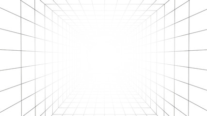Fototapete - Vector perspective grid. Rectangle. Detailed lines on white background.