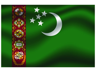 Turkmenistan national flag, isolated on background. original colors and proportion. Vector illustration symbol and element, for travel and business from countries set