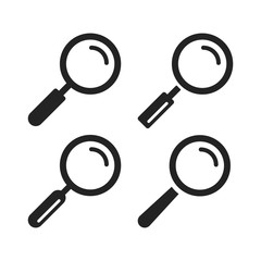 Poster - Magnifying glass icons set. Black magnifier symbols. Magnify, search concepts. Vector icons