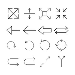 Fototapete - Black lines arrows set. Collection of web signs black arrows. Vector illustration on white background