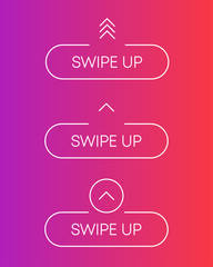 Fototapete - Three white swipe up icon. Scroll arrow up drag button up social media interface action icon. Vector illustration.