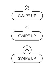 Fototapete - Three white swipe up icon. Scroll arrow up drag button up social media interface action icon. Vector illustration.