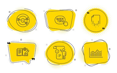 Poster - quick tips, targeting and money diagram signs. chat bubbles. recovery file, manual doc and engineeri